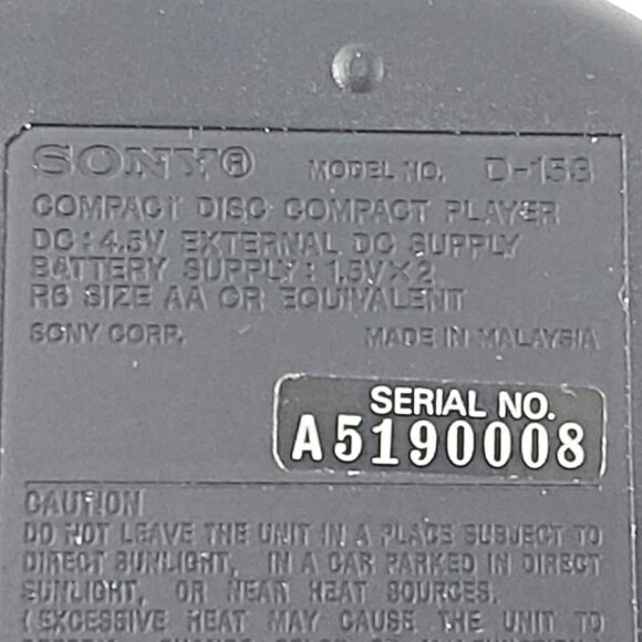 Sony Discman-D-153 CD Player-For Part Or Repair-See Condition Description - Picture 6 of 6